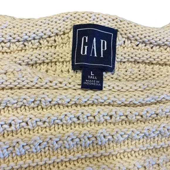 GAP cream vintage 90’s SOFT cozy cotton chunky boxy knit scoop neck sweater SZ-L - Picture 3 of 6